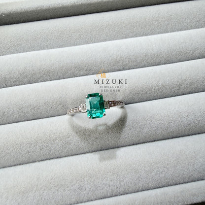 TACHIBANA｜Pt 祖母綠鑽石戒指｜1.08ct Emerald Diamond Ring