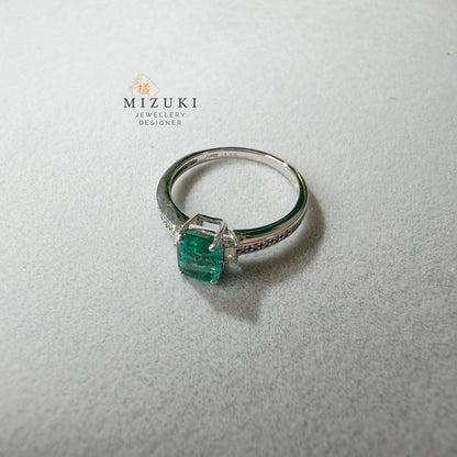 TACHIBANA｜Pt 祖母綠鑽石戒指｜1.08ct Emerald Diamond Ring