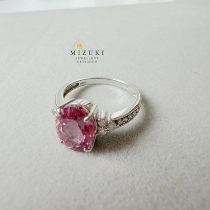 TACHIBANA｜Pt 粉紅碧璽鑽石戒指｜3.43ct Pink Tourmaline Diamond Ring