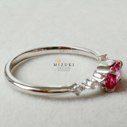 TACHIBANA｜Pt 粉紅尖晶石鑽石戒指｜0.412ct Pink Spinel Diamond Ring