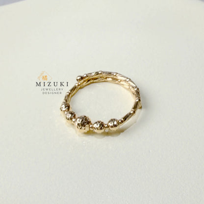 TACHIBANA｜K18 金 切面珠珠戒｜Faceted Beaded Gold Ring