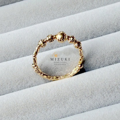 TACHIBANA｜K18 金 切面珠珠戒｜Faceted Beaded Gold Ring