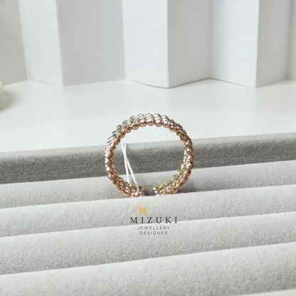 TACHIBANA｜K18 三色金珠珠戒｜Tri-Color Beaded Gold Ring