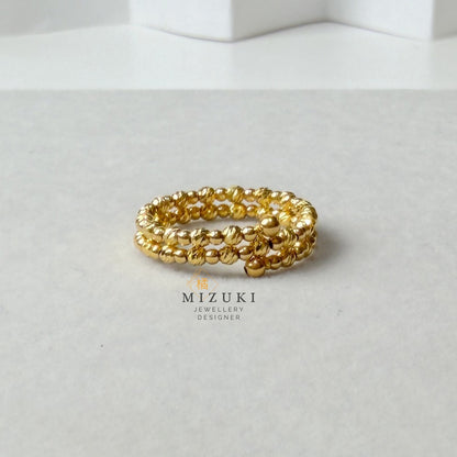 TACHIBANA｜24K 金 珠珠刻紋戒指｜Beaded Gold Ring