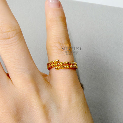 TACHIBANA｜24K 金 珠珠刻紋戒指｜Beaded Gold Ring