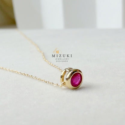 TACHIBANA｜18K 金天然紅寶石項鍊｜Round Ruby Necklace
