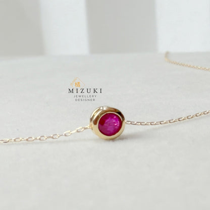 TACHIBANA｜18K 金天然紅寶石項鍊｜Round Ruby Necklace