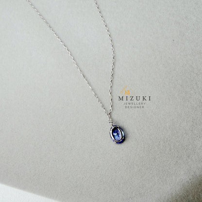 TACHIBANA｜鉑金天然藍寶石項鍊｜Oval Sapphire Necklace