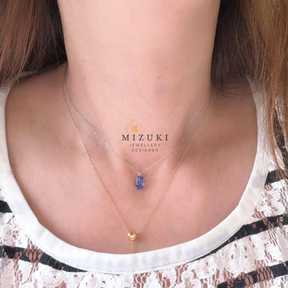 TACHIBANA｜鉑金天然藍寶石項鍊｜Oval Sapphire Necklace