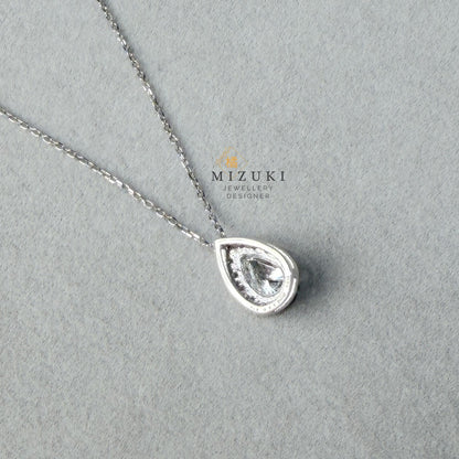 TACHIBANA｜PT950 梨形鑽石光圈項鍊｜Pear Halo Diamond Necklace