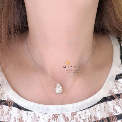 TACHIBANA｜PT950 梨形鑽石光圈項鍊｜Pear Halo Diamond Necklace