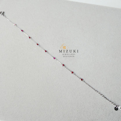 TACHIBANA｜鉑金紅寶石 Station 手鍊｜Platinum Ruby Station Bracelet