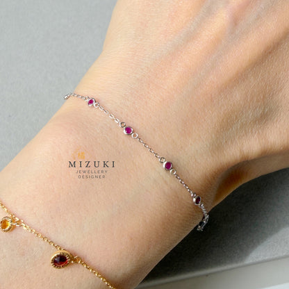 TACHIBANA｜鉑金紅寶石 Station 手鍊｜Platinum Ruby Station Bracelet