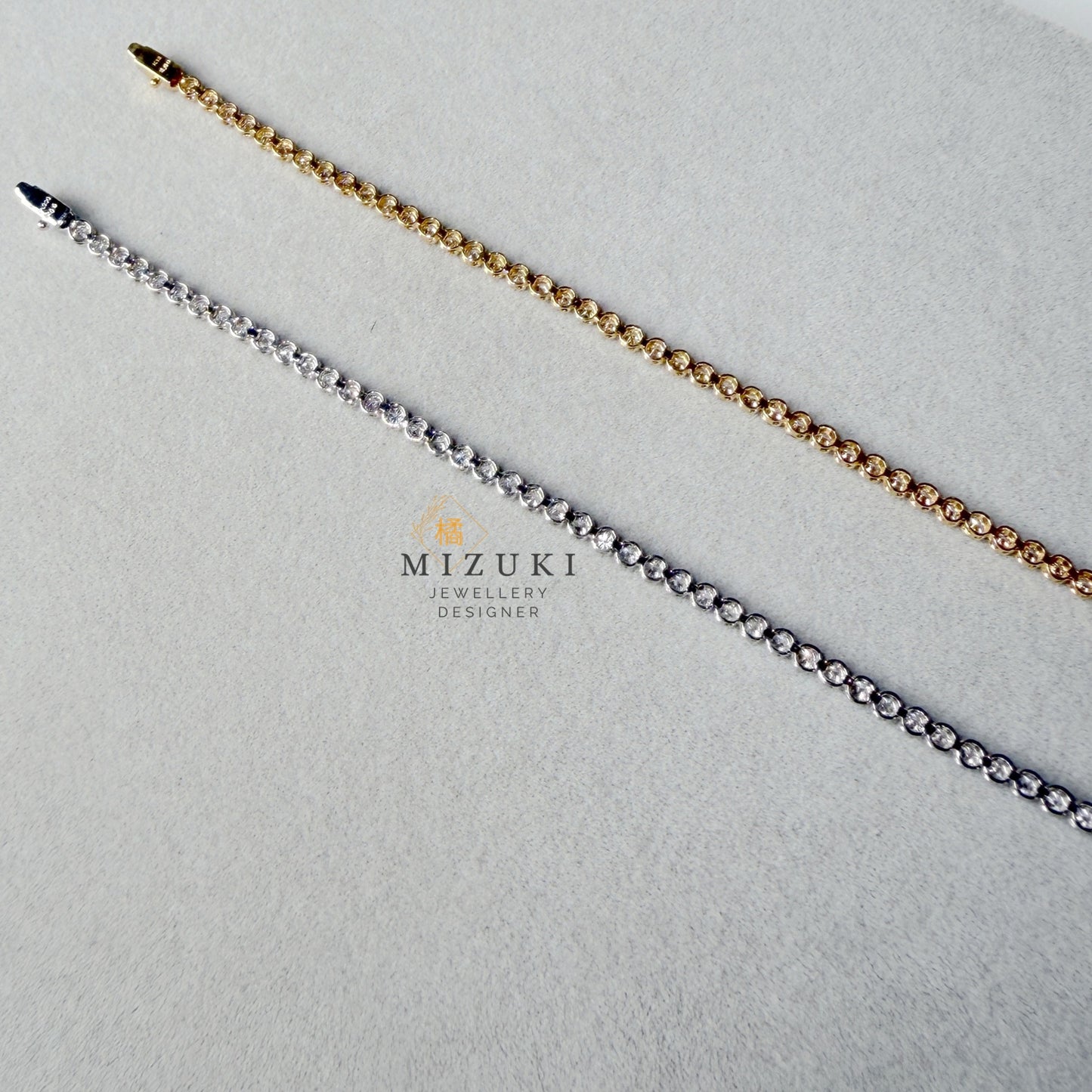 18K黃金PT鉑金天然鑽石2.0ct 網球手鍊設計手鍊