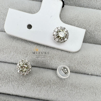 TACHIBANA｜鉑金經典光環鑽石耳環｜Platinum Classic Halo Diamond Earrings｜Natural Diamond