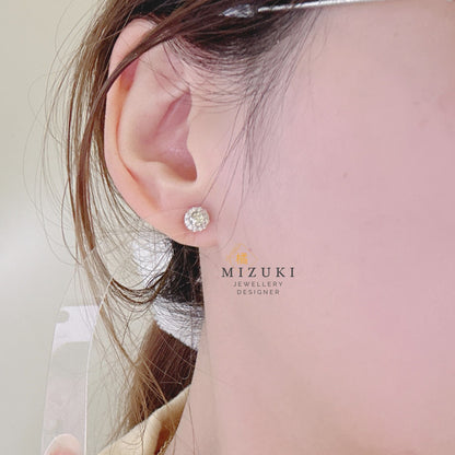 TACHIBANA｜鉑金經典光環鑽石耳環｜Platinum Classic Halo Diamond Earrings｜Natural Diamond