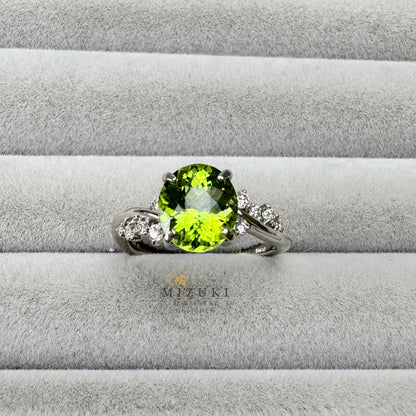 TACHIBANA｜Pt900 天然橄欖石鑽石戒指｜2.192ct Peridot Diamond Ring