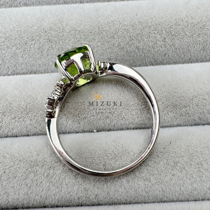 TACHIBANA｜Pt900 天然橄欖石鑽石戒指｜2.192ct Peridot Diamond Ring