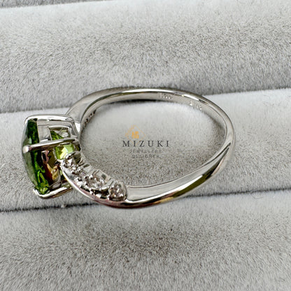 TACHIBANA｜Pt900 天然橄欖石鑽石戒指｜2.192ct Peridot Diamond Ring