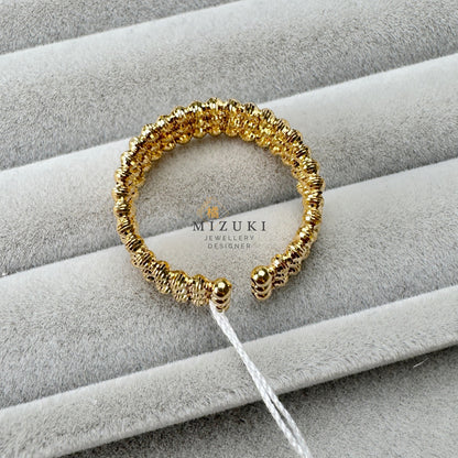 TACHIBANA｜18K 金 三層編織珠珠開口戒指｜Triple Beaded Open Ring