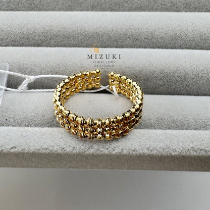 TACHIBANA｜18K 金 三層編織珠珠開口戒指｜Triple Beaded Open Ring