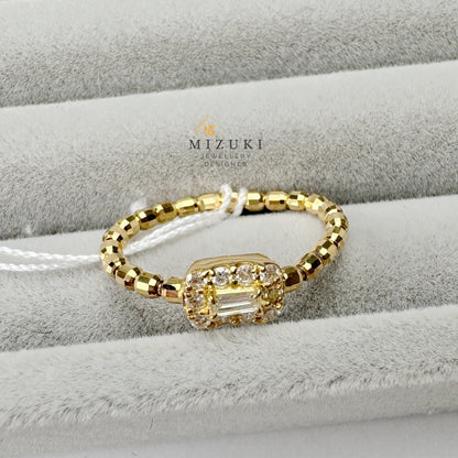 TACHIBANA｜18K 金 祖母綠切割鑽石珠圈戒指｜Baguette Diamond Beaded Ring｜0.20ct 天然鑽石