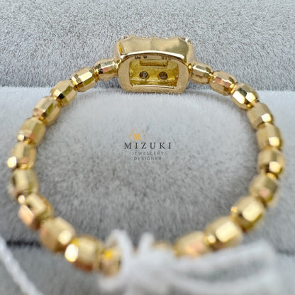 TACHIBANA｜18K 金 祖母綠切割鑽石珠圈戒指｜Baguette Diamond Beaded Ring｜0.20ct 天然鑽石