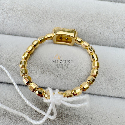 TACHIBANA｜18K 金 祖母綠切割鑽石珠圈戒指｜Baguette Diamond Beaded Ring｜0.20ct 天然鑽石