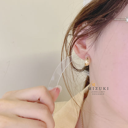 TACHIBANA｜月牙水滴耳環｜Crescent Teardrop Stud Earrings｜K18 / Pt900