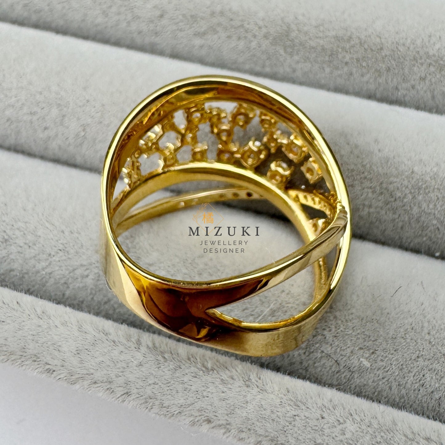 天然鑽石 約0.50ct 18K金鉑金Pt900 鏤空花朵鑽石寬版立體造型戒指