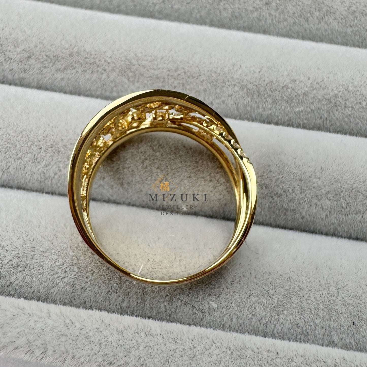 天然鑽石 約0.50ct 18K金鉑金Pt900 鏤空花朵鑽石寬版立體造型戒指