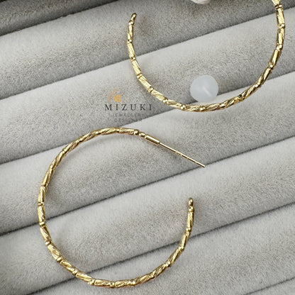TACHIBANA｜18K紋理圈圈耳環｜18K Textured Hoop Earrings