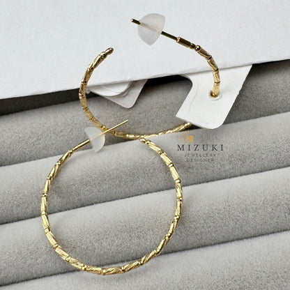 TACHIBANA｜18K紋理圈圈耳環｜18K Textured Hoop Earrings