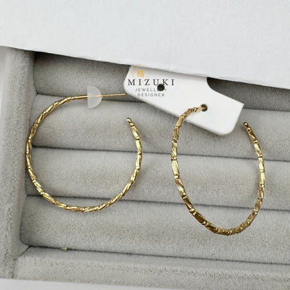 TACHIBANA｜18K紋理圈圈耳環｜18K Textured Hoop Earrings