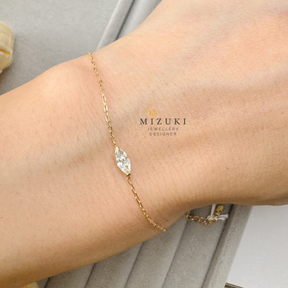 TACHIBANA｜18K 馬眼形鑽石 Solitaire 手鍊｜K18 Marquise Diamond Solitaire Bracelet｜0.20ct Natural Diamond