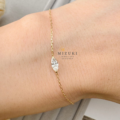 TACHIBANA｜18K 馬眼形鑽石 Solitaire 手鍊｜K18 Marquise Diamond Solitaire Bracelet｜0.20ct Natural Diamond