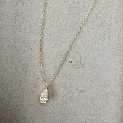 TACHIBANA｜18K 金 水滴形單鑽項鍊｜Pear Shape Diamond Solitaire Necklace｜0.35ct 天然鑽石