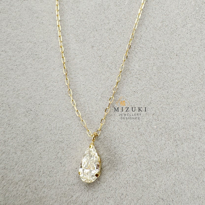 TACHIBANA｜18K 金 水滴形單鑽項鍊｜Pear Shape Diamond Solitaire Necklace｜0.35ct 天然鑽石