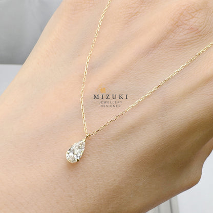 TACHIBANA｜18K 金 水滴形單鑽項鍊｜Pear Shape Diamond Solitaire Necklace｜0.35ct 天然鑽石