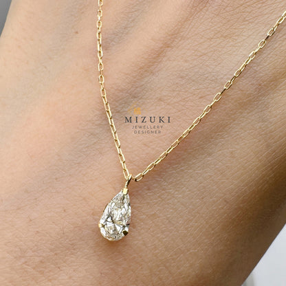 TACHIBANA｜18K 金 水滴形單鑽項鍊｜Pear Shape Diamond Solitaire Necklace｜0.35ct 天然鑽石