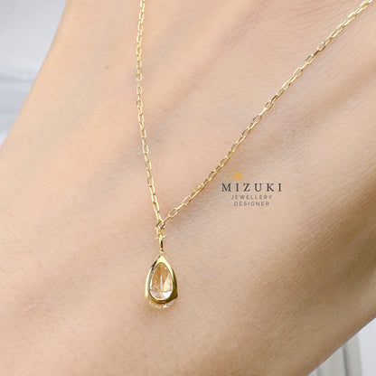 TACHIBANA｜18K 金 水滴形單鑽項鍊｜Pear Shape Diamond Solitaire Necklace｜0.35ct 天然鑽石