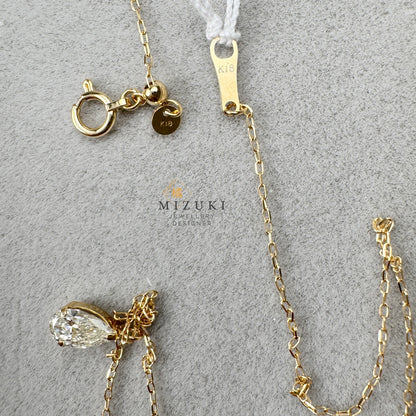 TACHIBANA｜18K 金 水滴形單鑽項鍊｜Pear Shape Diamond Solitaire Necklace｜0.35ct 天然鑽石