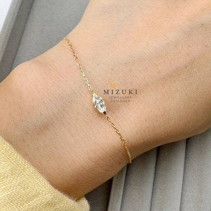 TACHIBANA｜18K 馬眼形鑽石 Solitaire 手鍊｜K18 Marquise Diamond Solitaire Bracelet