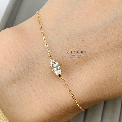 TACHIBANA｜18K 馬眼形鑽石 Solitaire 手鍊｜K18 Marquise Diamond Solitaire Bracelet