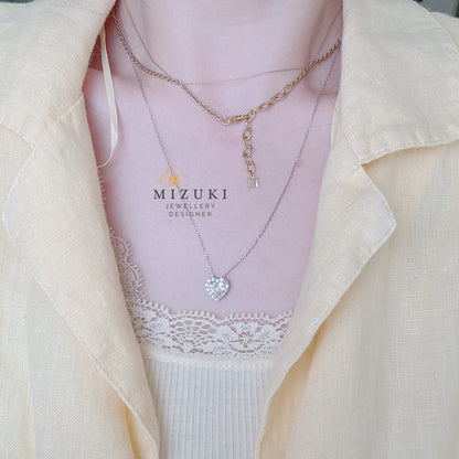 TACHIBANA｜PT950 愛心鑽石光圈項鍊｜Heart Halo Diamond Necklace