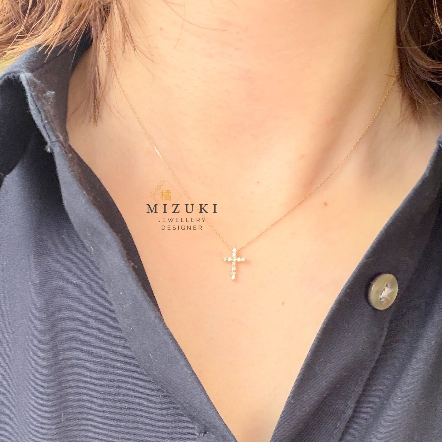 TACHIBANA｜18K 金天然鑽石十字架項鍊｜0.10ct Cross Necklace