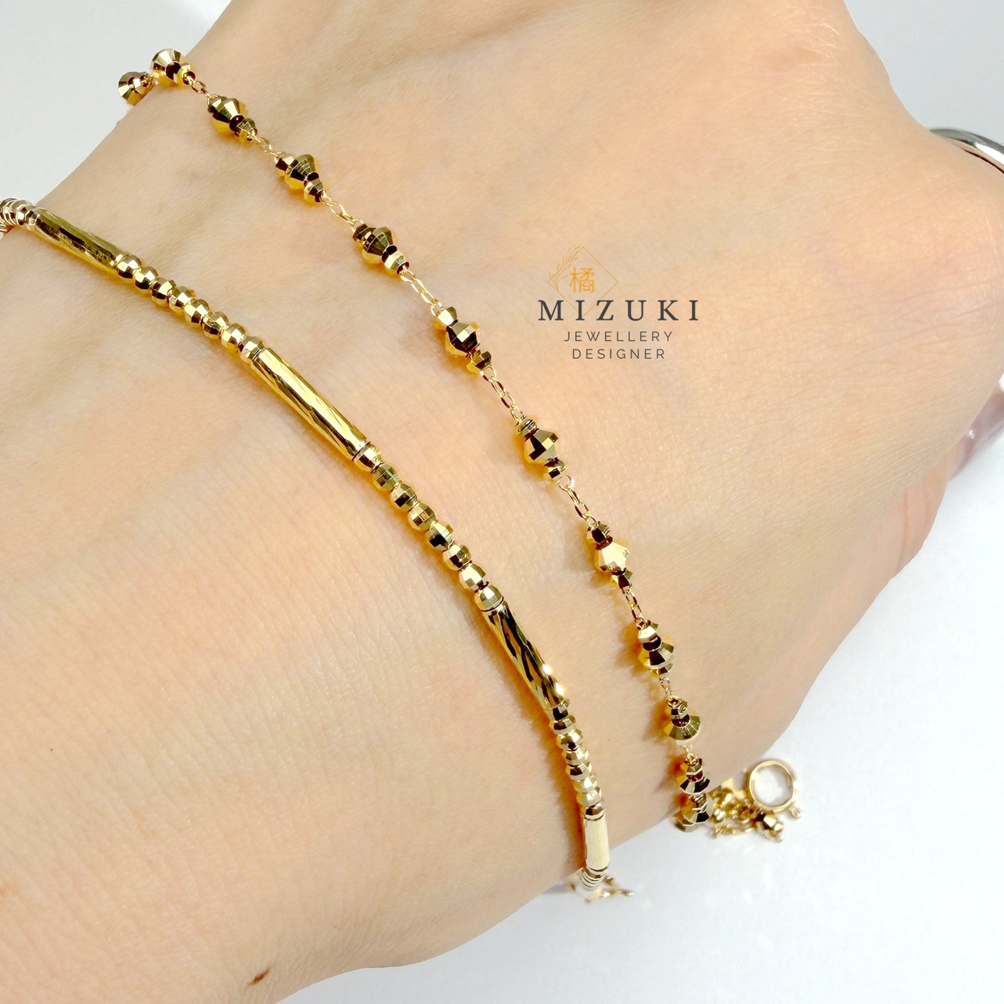 TACHIBANA｜18K 黃金線韻珠飾手鍊｜K18 Linear Bead Bracelet
