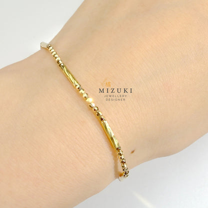 TACHIBANA｜18K 黃金線韻珠飾手鍊｜K18 Linear Bead Bracelet