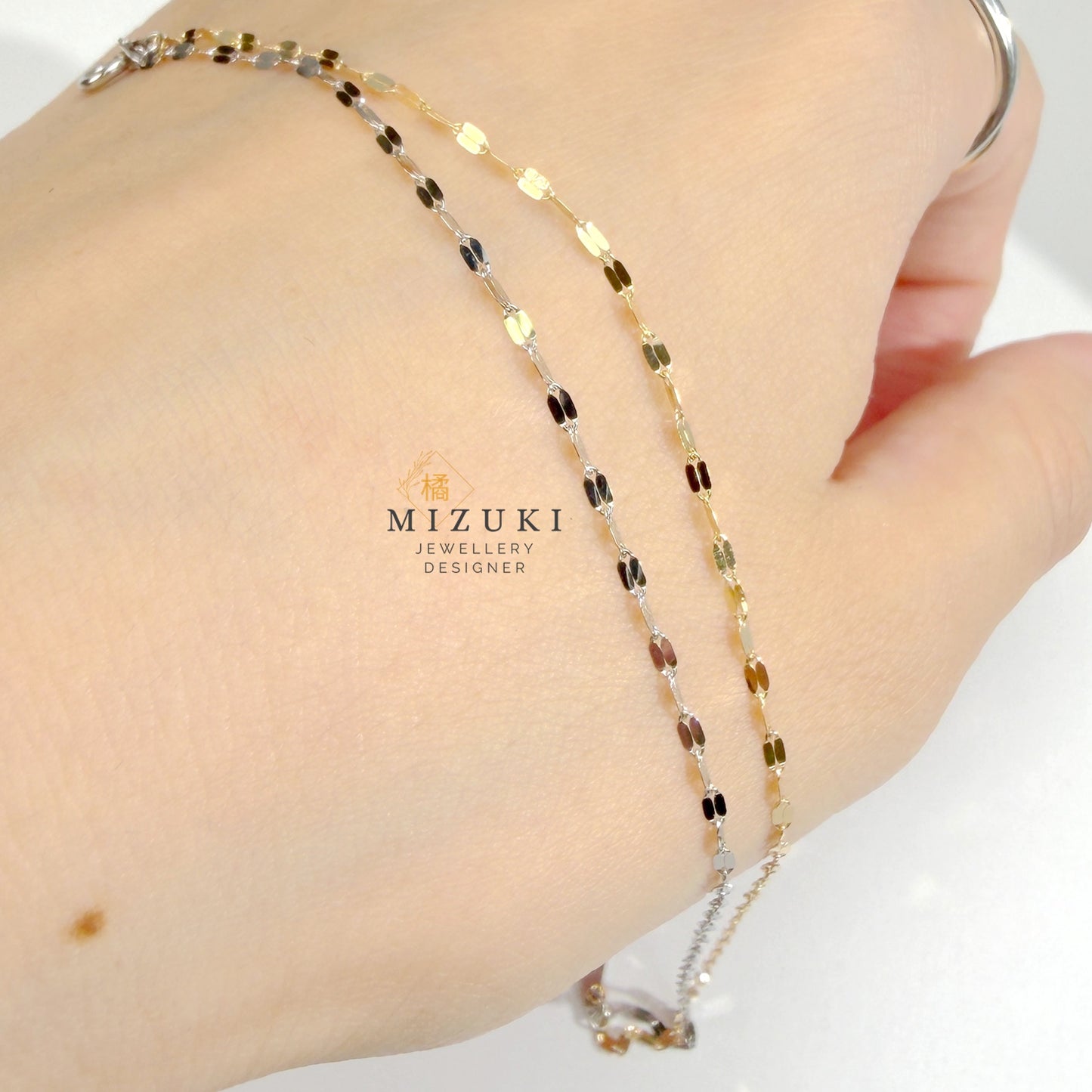TACHIBANA｜18K 黃金雙色切面水波手鍊｜K18 Two-Tone Diamond Cut Bracelet