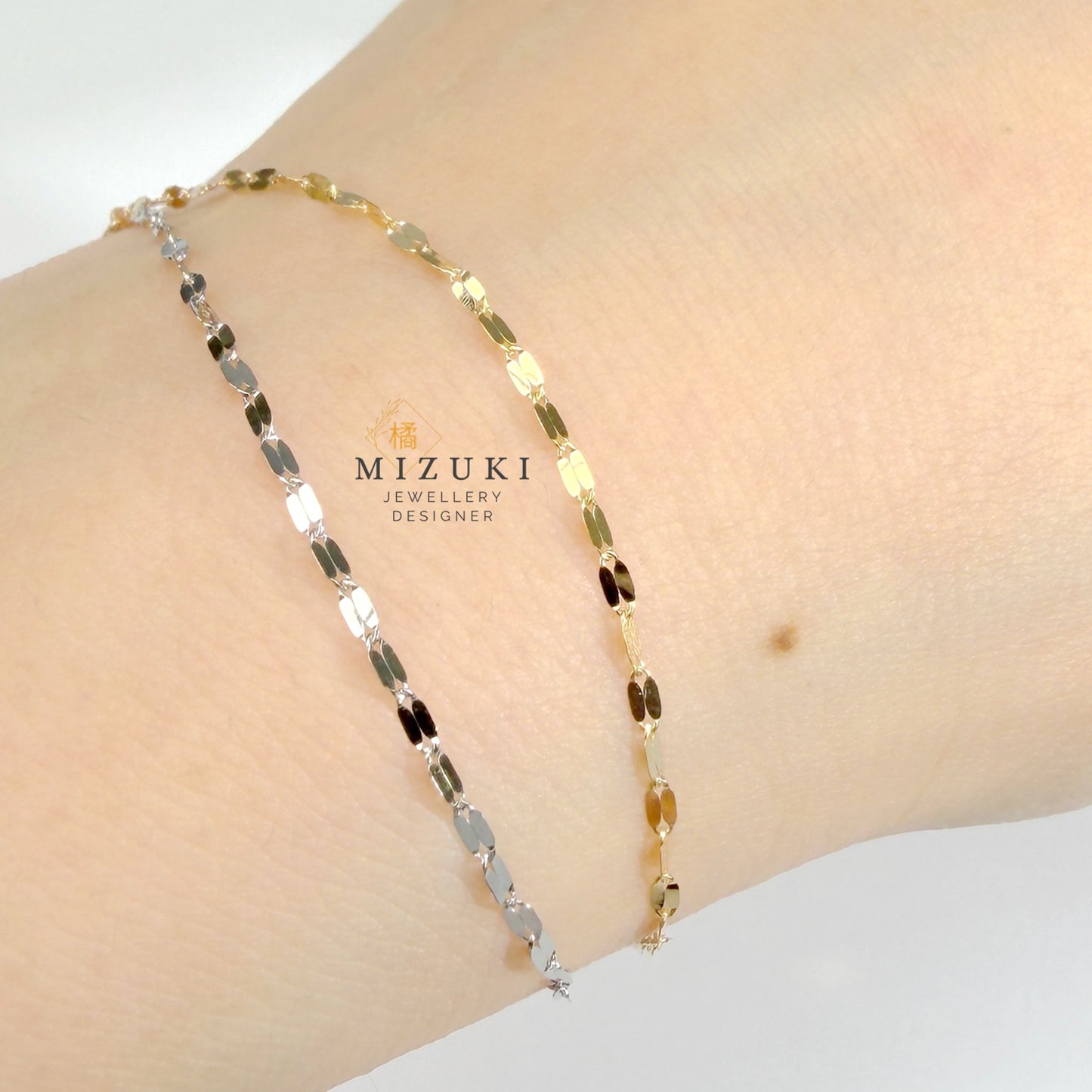 TACHIBANA｜18K 黃金雙色切面水波手鍊｜K18 Two-Tone Diamond Cut Bracelet